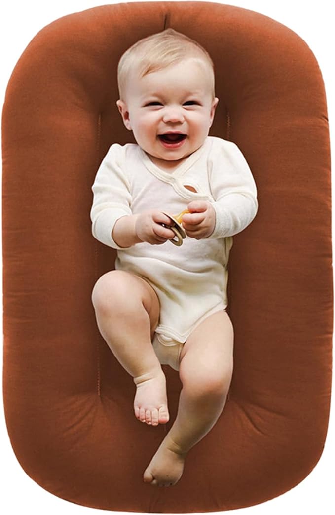 Baby Lounger, Baby Lounger for Newborn 0-12 Months, Portable Infant Lounger Soft Cotton Breathable for Home & Travel (Brown)-CubbioJoy