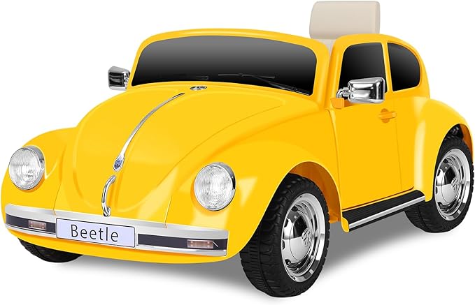 12V Kids Electric Car, Power Wheels with Remote Control, Ride on Car Toys with LED Light, 3 Speeds, Music, Yellow-CubbioJoy