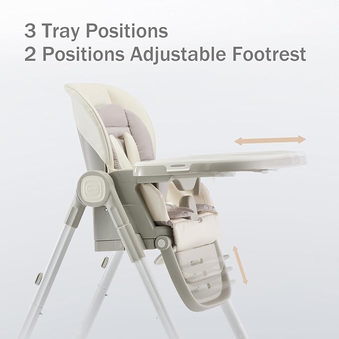 6 in 1 Convertible High Chairs for Babies and Toddlers,Portable High Chair with Dishwasher Tray and 4 Wheel,Booster Seat for Dining Table,Foldable Toddle and Baby Feeding Highchair (White)-CubbioJoy