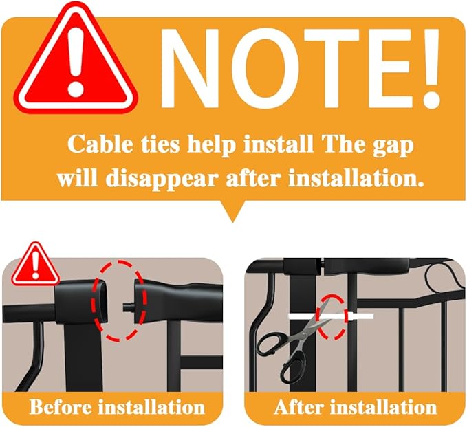 Baby Gate for Stairs 29.53"-53.1" Extra Wide, Pressure Mounted Dog Gate Indoor, Walk Thru Pet Gate for Cat Dog Child,Pet Gates for The House Doorway Black-CubbioJoy