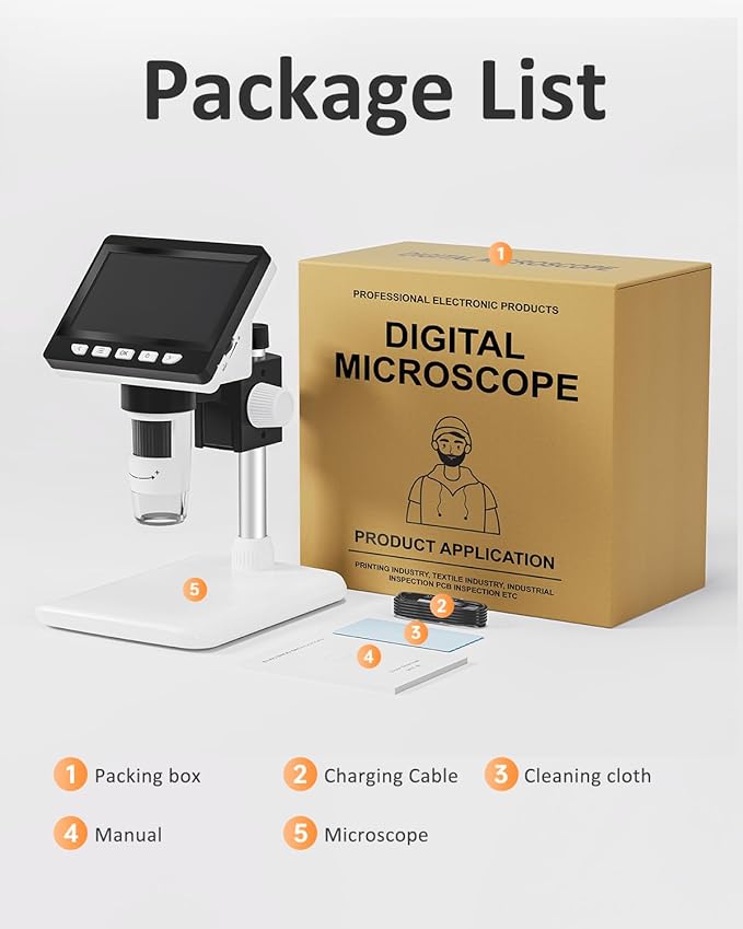 Coin Microscope - 4.3" LCD Digital Microscope 1000X, 1080P USB Coin Magnifier for Error Coins with 8 Adjustable LED Lights, PC View, Compatible with MacOS Windows-CubbioJoy