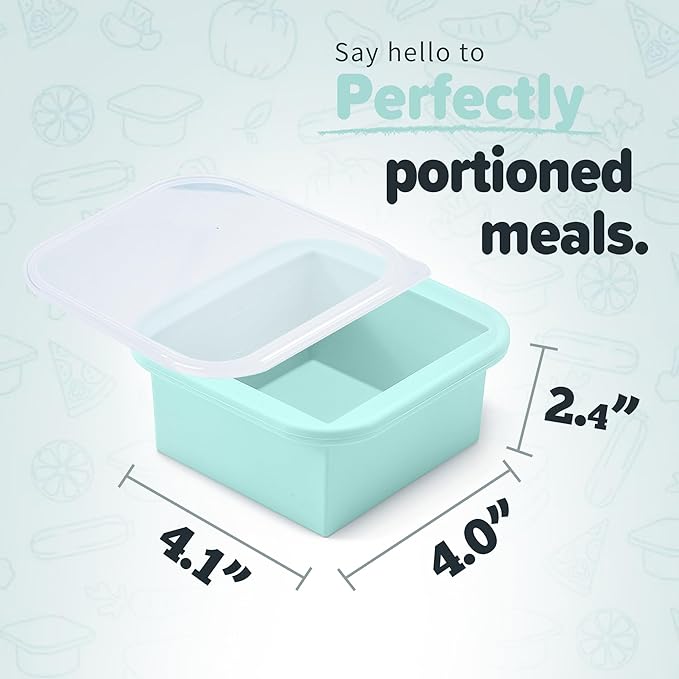 2-Cup Silicone Freezer Trays with Lids – Perfect for Meal Prep, Portion Control, and Easy Freezing-Meal Prep Container Molds for Soup,Leftovers (Bondi Mint, 4 Pack)-CubbioJoy