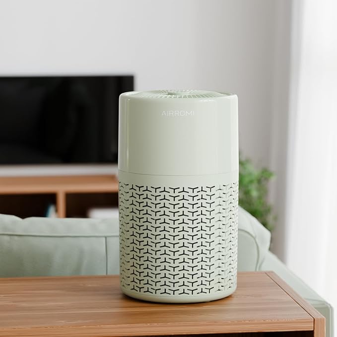 AIRROMI Pets Air Purifier for Home Allergies,Up to 660 ft².Yellow Deodorizing Activated Carbon Filter,With Fragrance Sponge for Better Sleep,Night Light,Pet Dander,Smoke,Odors,Air Cleaner A2002 Green-CubbioJoy