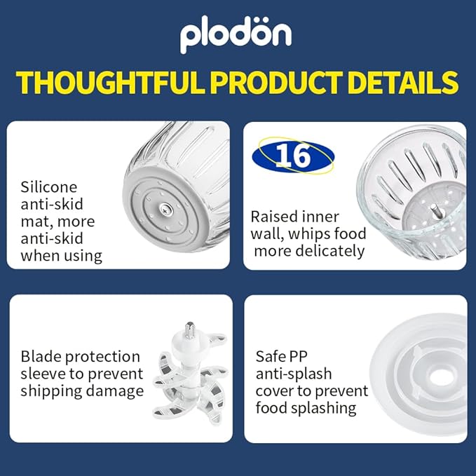 Baby Food Maker Mini Cute and Small Food Processor Puree Blender Grinder Chopper 300ml Cup Glass Bowl with 8 Blade Electric (Spaceman-Blue)-CubbioJoy