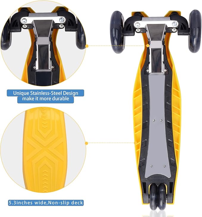 3 Wheel Scooter for Kids Ages 6-12,Kids Scooter with Light Up Wheels, Sturdy Deck Design, and 4 Height Adjustable Suitable for Kid Ages 3-12-CubbioJoy