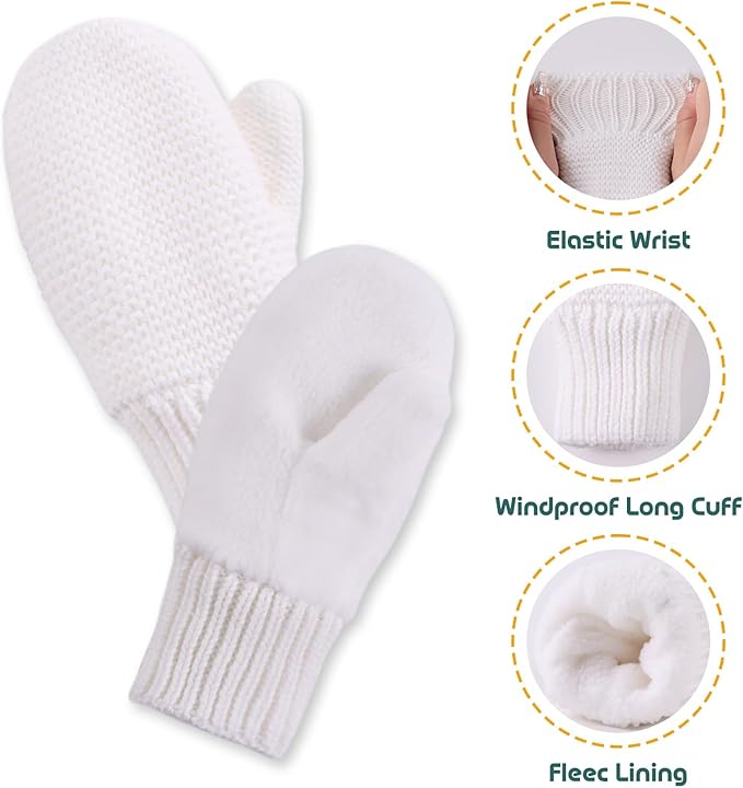 Basic Winter Baby Beanie Gloves Boys Girls Knitted Hat Pompom Kids Earflap Hats Warm Infant Toddler Beanie Mittens Set-CubbioJoy