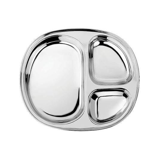 Ahimsa Stainless Steel Kids Plates - Divided Toddler Plates, Pediatrician Designed, Non Toxic Toddler Plate, Camping Plate, BPA Free & Dishwasher Safe (Single)-CubbioJoy