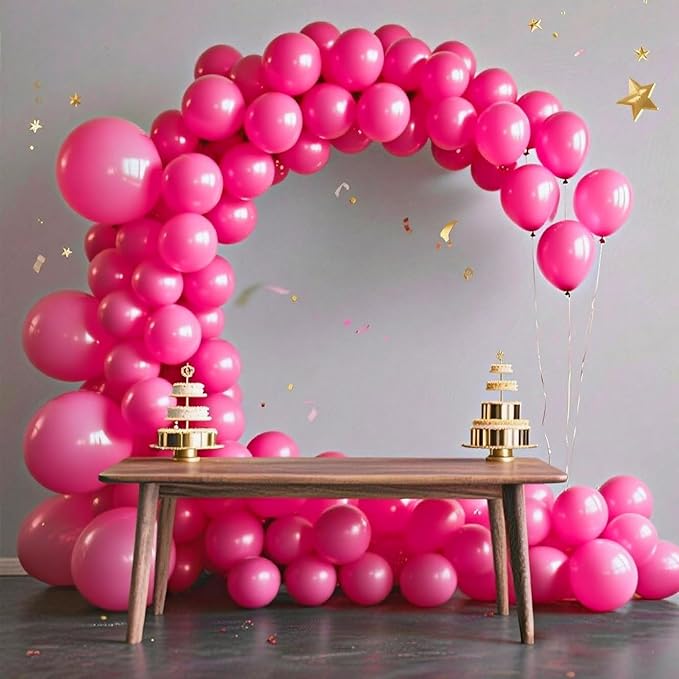 140pcs Hot Pink Round Balloons Different Sizes 18 12 10 5 Inch Latex Balloons for Arch Decoration Party Balloon Kit for Graduation Birthday Party Wedding Balloon Baby Shower Decoration-CubbioJoy
