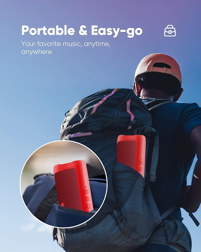 Bluetooth Speaker with HD Sound, Portable Wireless, IPX5 Waterproof, Up to 20H Playtime, TWS Pairing, BT5.3, for Home/Party/Outdoor/Beach, Stocking Stuffers, White Elephant Gifts for Adults (Red)-CubbioJoy