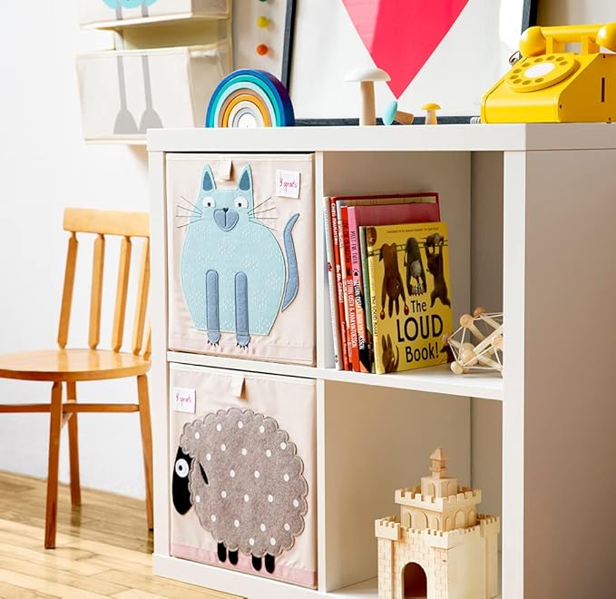 3 Sprouts Toy Storage Organizer: Toy Box Cube Organizer for Playroom, Nursery - Foldable Storage Bin - Cat-CubbioJoy