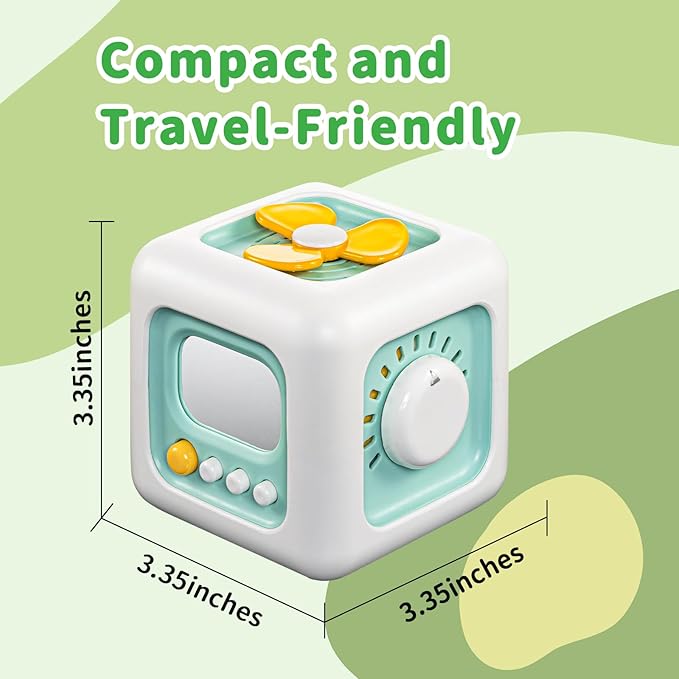 Busy Cube Toy, Sensory Toys for Toddlers 1-3, Baby Car Seat Toys 12-18 Months, Toddler Airplane Travel Toys Age 1-2, Learning Fine Motor Skills, 1st Birthday Gifts Boys Girls-CubbioJoy