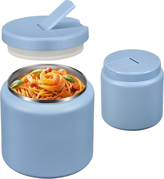26oz Soup Thermo for Hot Food Kids with Buckle Lid Insulated Vacuum Food Jar Wide Mouth Leakproof Stainless Steel Lunch Container (Blue)-CubbioJoy
