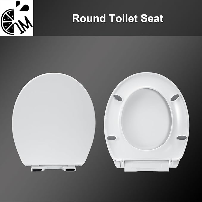1M Soft Close Toilet Seat Round, Patented Quick Releasing for Easy Cleaning, Anti-Wiggling Design, Easy Installation (2PCS Pack)-CubbioJoy