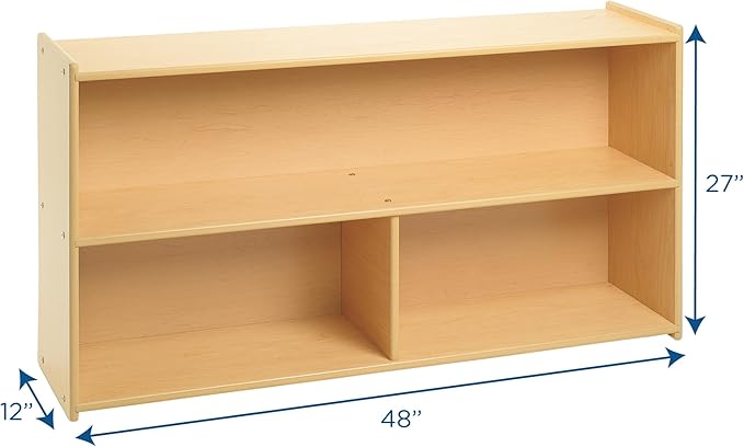 Angeles Value Line Preschool 2-Shelf Storage, Classroom Organization, Cubbies for Daycare, Assembly Required, 48" L x 12" W x 27" H-CubbioJoy