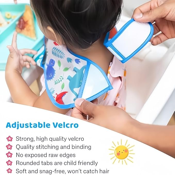 Baby bibs Waterproof Toddler bib - Feeding bib with Pocket for Infant Boy Girl Washable 6-36M-CubbioJoy