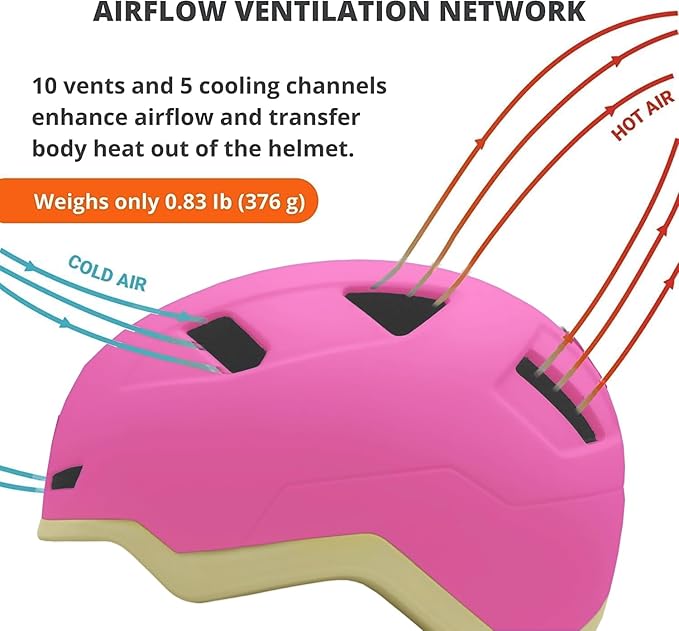 Kid Bike Helmets for Boys and Girls | Fit Head 51-54cm Circumference | CPSC & NTA-8776 Dual Certified | Multi-Sport Helmets with LED Lights, Magnetic Buckle, Detachable Visor-CubbioJoy