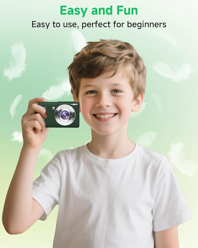 Digital Camera, 44MP FHD 1080P, 16X Zoom, 32GB SD Card, Compact Camera for Kids Teens Adults, Green-CubbioJoy