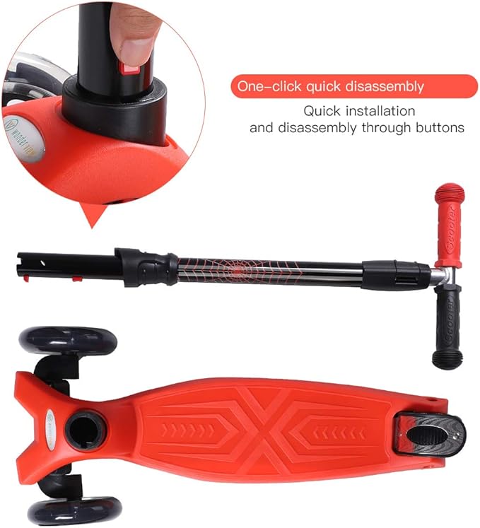 3 Wheel Scooter for Kids Ages 6-12,Kids Scooter with Light Up Wheels, Sturdy Deck Design, and 4 Height Adjustable Suitable for Kid Ages 3-12-CubbioJoy