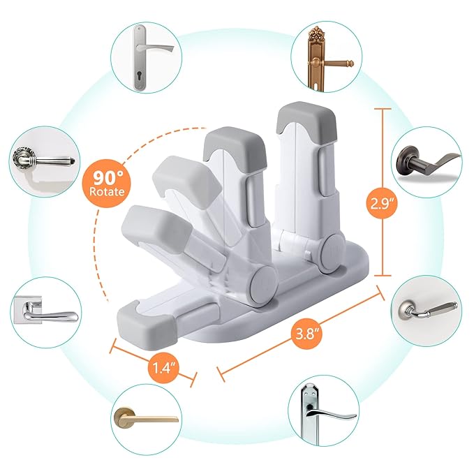 Door Lever Lock (3 Pack) Door Locks for Kids Safety, Baby Proofing Door Knob Child Proof Door Knob Covers, Child Safety Locks for Doors, with 3M Adhesive, for Doors, Windows, Bathtubs, Faucets (Grey)-CubbioJoy