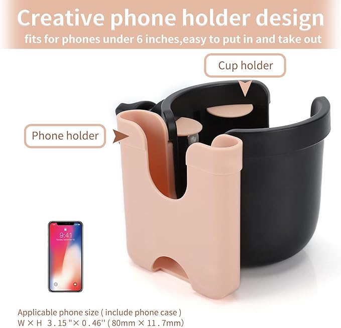 Accmor Stroller Cup Holder with Phone Holder, Bike Cup Holder, Universal Cup Holder for Uppababy Nuna Doona Strollers, 2-in-1 Cup Phone Holder for Stroller, Bike, Wheelchair, Walker, Scooter-CubbioJoy