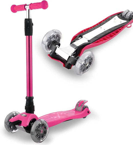 3 Wheel Scooter for Kids Ages 6-12,Kids Scooter with Light Up Wheels, Sturdy Deck Design, and 4 Height Adjustable Suitable for Kid Ages 3-12-CubbioJoy