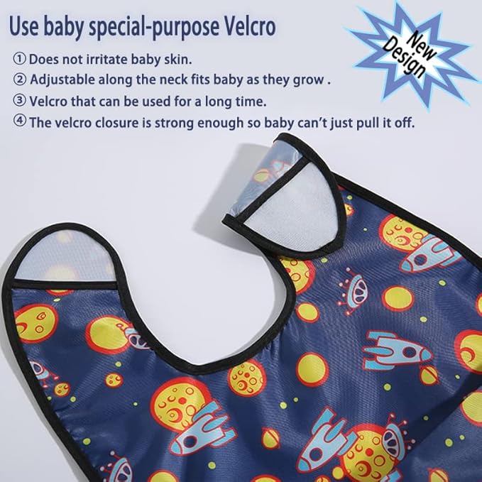 Baby bibs Waterproof Toddler bib - Feeding bib with Pocket for Infant Boy Girl Washable 6-36M-CubbioJoy