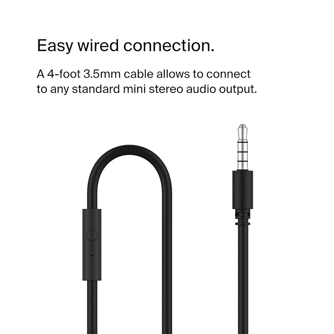 Belkin SoundForm Mini Kids Wired Headphones with Built-in Microphone & Fun Stickers, 85dB Safe Volume Limit – for Online Learning, Travel, Compatible w/iPhone 15, iPad, Galaxy S23, & More - Black-CubbioJoy