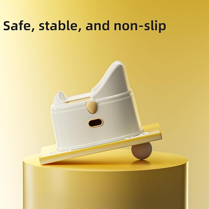 3 in 1 Toddler Potty Training Toilet Seat with Steps Ladder, Foldable Potty Train Chair Adapter for Toddlers Kids Boys Girls, Yellow-CubbioJoy