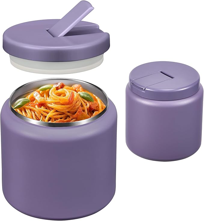 26oz Soup Thermo for Hot Food Kids with Buckle Lid Insulated Vacuum Food Jar Wide Mouth Leakproof Stainless Steel Lunch Container (Purple)-CubbioJoy