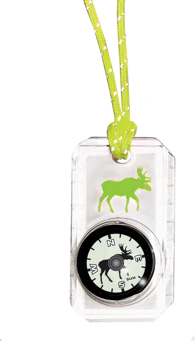 Big Discoveries Wildlife Compass for Kids - Children's Compasses for Camping, Hiking, and Exploring | Break-Away Neon Lanyard-CubbioJoy