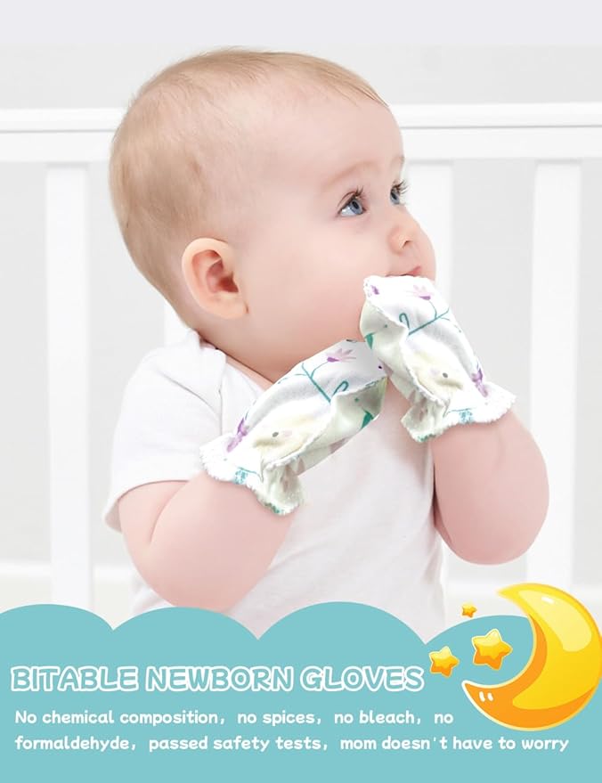 Cute Baby Mittens Newborn, No Scratch Baby Boy Mittens, Baby Girl Hat Gloves for Toddlers, Infant, Newborn-CubbioJoy