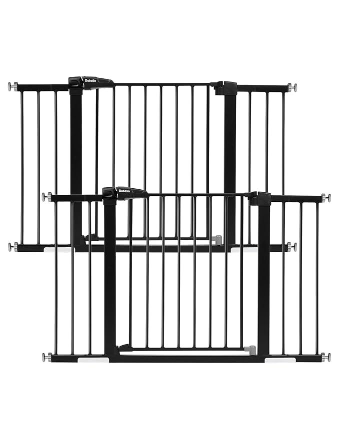Babelio Baby Gate for Doorways and Stairs, 29-48" Auto Close Dog Gate, Easy-Install Pressure Mounted Satey Door, No Drilling Safety Gate for Child and Pets, 2 Pack, Black-CubbioJoy