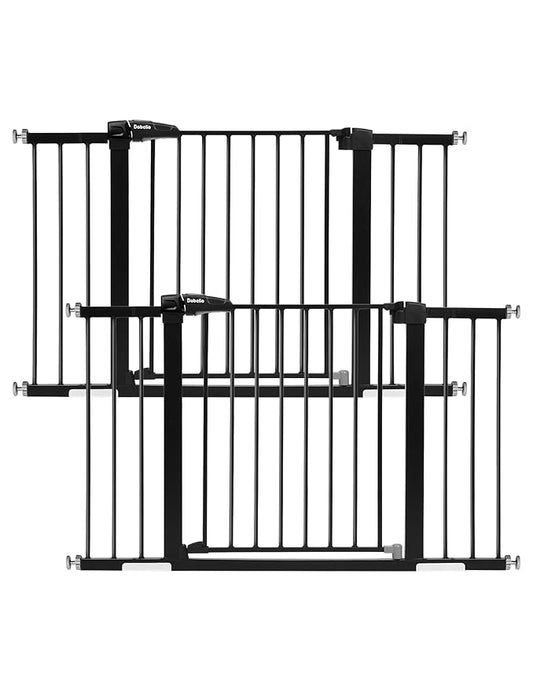 Babelio Baby Gate for Doorways and Stairs, 29-48" Auto Close Dog Gate, Easy-Install Pressure Mounted Satey Door, No Drilling Safety Gate for Child and Pets, 2 Pack, Black-CubbioJoy