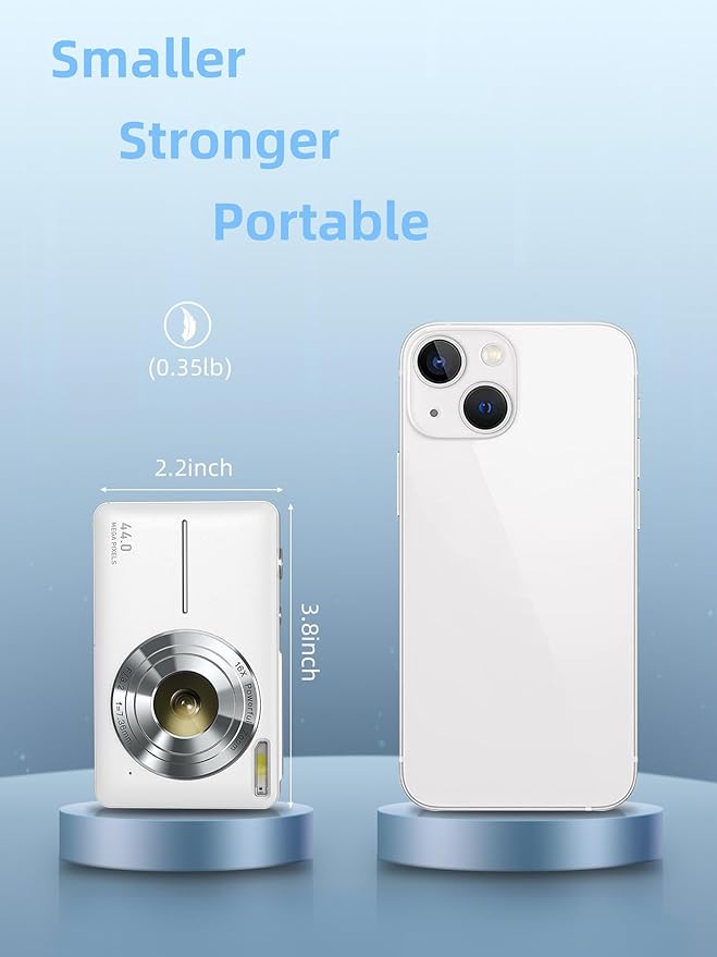 Digital Camera for Kids and Starters, FHD 1080P Point and Shoot Camera with 32GB Card 16X Zoom Anti Shake, Gift for Boys Girls Kids, White-CubbioJoy