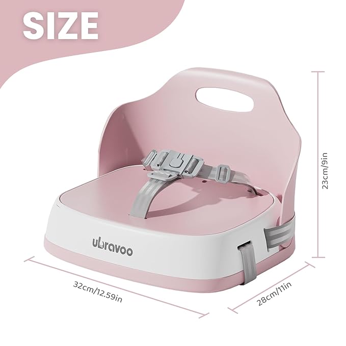 Baby Booster Seats, Toddler Booster Seat for Dining Table with Adjustable Straps, Portable Compact Portable Baby Chair for Dining and Travel (Pink)-CubbioJoy