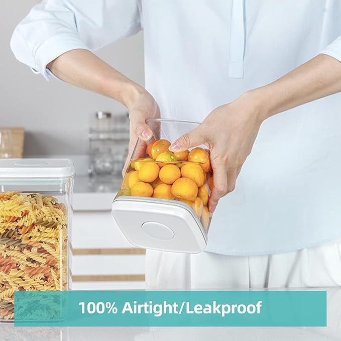 Ankou Airtight Food Storage Container - 0.32 QT （380ml Small Pop Up Food Containers With Lids, Bpa Free Stackable Container for Sugar Tea Candy- 8 Labels - Clear-CubbioJoy