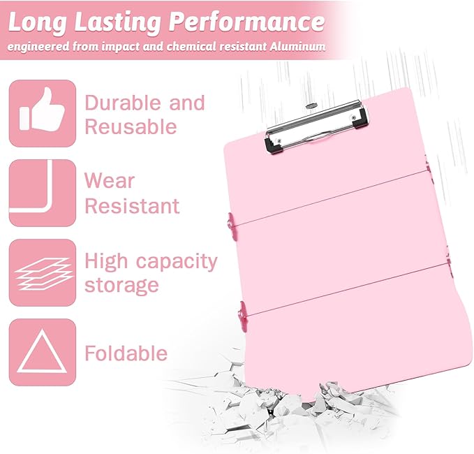 Clipboard Foldable Without Edition Cheat Sheets Aluminum 3 Layers Foldable Clipboards Pocket Size Profile Clip Clipboards Notepad for Students, Nurses,Contractor Trucker Driver-CubbioJoy