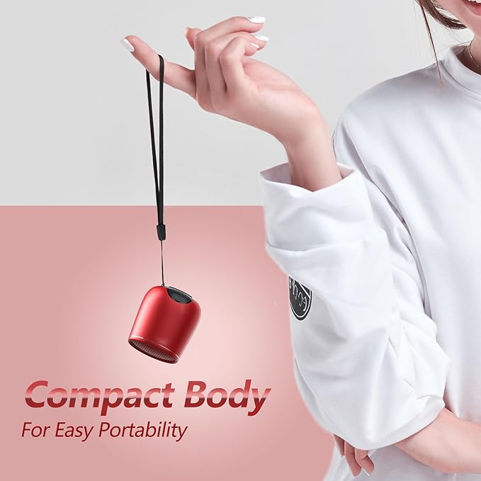 INSMY Small Bluetooth Speaker, Waterproof Mini Portable Wireless Speaker, Punchy Bass Rich Audio Stereo Pairing, Handheld Pocket Size, Built in Mic for Hiking Biking Gift Laptop Tablet (Red)-CubbioJoy