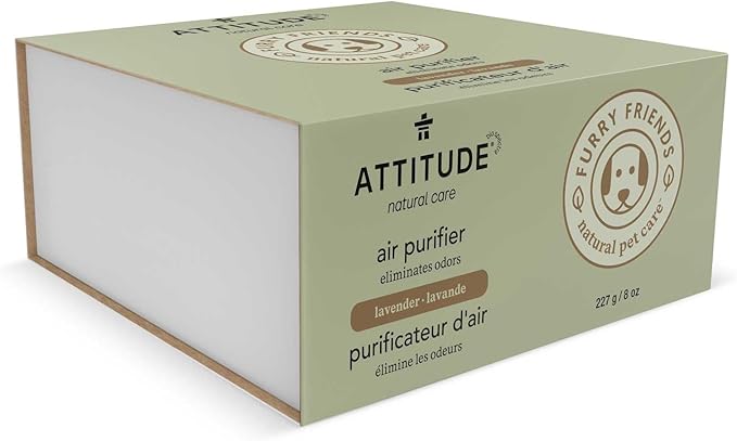 ATTITUDE Air Purifier with Activated Carbon Filter, Plant- and Mineral-Based Ingredients, Traps Pet Odors and Pollutants, Vegan and Cruelty-free, Lavender, 8 Ounces (Pack of 2)-CubbioJoy