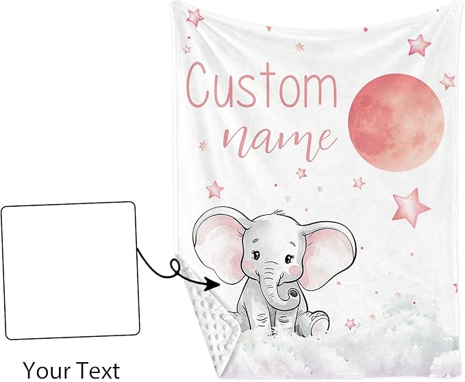 Custom Name Crib Bedding Set - Starry Sky Elephant Design, Personalized Baby Nursery Bedding 3-Piece Set– Soft Blanket, Fitted Sheet, Changing Pad Cover – for Newborns Girls Nursery Gifts-CubbioJoy