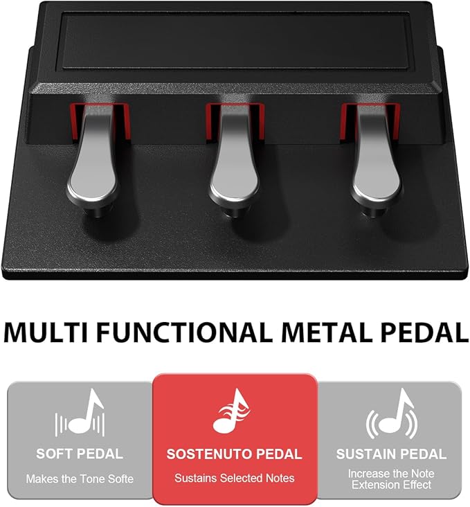 88 Key Digital Piano Keyboard for Beginners - Full Size Semi Weighted Wooden Electric Piano Set with Stand, Triple Pedal, Headphone,Carry Bag - Supports USB-MIDI Connecting (Wood Grain Black)-CubbioJoy