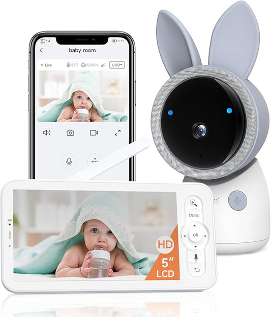 ARENTI Upgraded Baby Monitor, 4MP 2.4G&5G WiFi Baby Camera Monitor, Infrared Night Vision, Night Light, 2-Way Audio, Cry&Motion Detection, Temp&Humidity Sensor, App Control-CubbioJoy