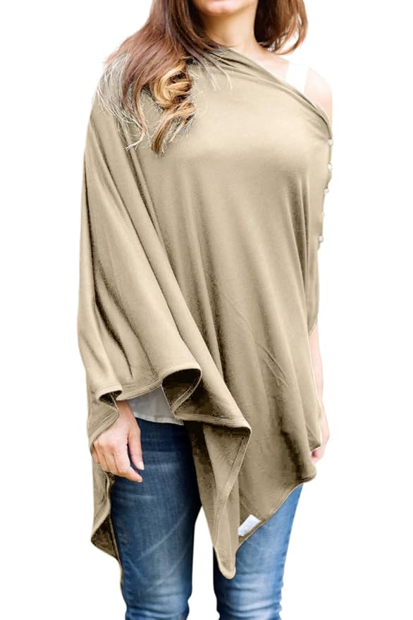 Byrd & Blume Maternity Nursing Cover Breathable Lightweight Breastfeeding Cover Wrap Shawl Scarf Poncho Full 360 (Latte, One size)-CubbioJoy
