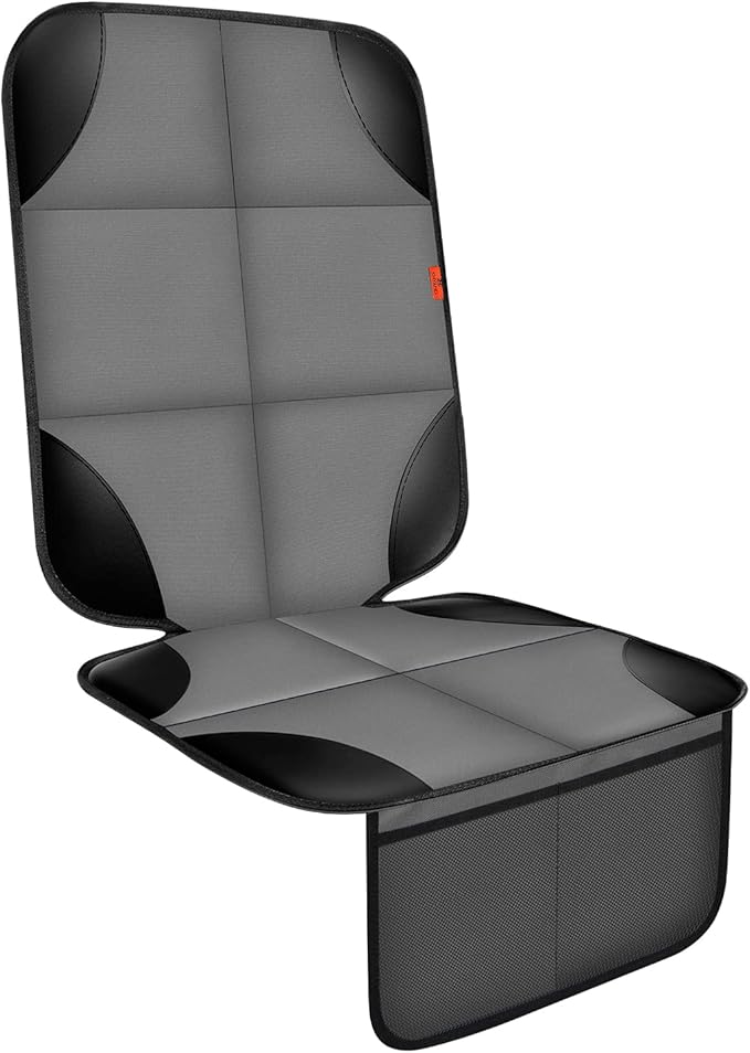 Car Seat Protector 1 Pack Car Seat Cushion Mat Thickest Padding,Waterproof 600D Fabric Car Seat Covers for Non-Slip Backing Mesh Pockets for Baby and Pet (Gray, 1 Pack)-CubbioJoy