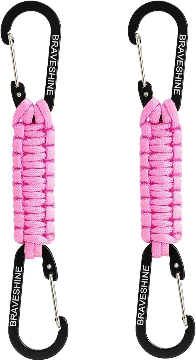 BRAVESHINE Paracord Keychain Carabiner Clip, D Ring Lanyard Hanger Stroller Hook for Water Bottle, Key, Backpacks, Men, Women-CubbioJoy