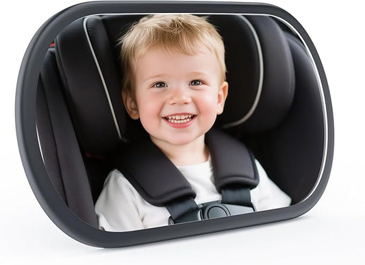 Baby Car Mirror for Backseat - Rear Facing Car Seat Mirror Safety for Infant Newborn - Easily Observe the Baby Move,Clear Wide View,360°Rotation, Secure, Shatterproof - Black-CubbioJoy