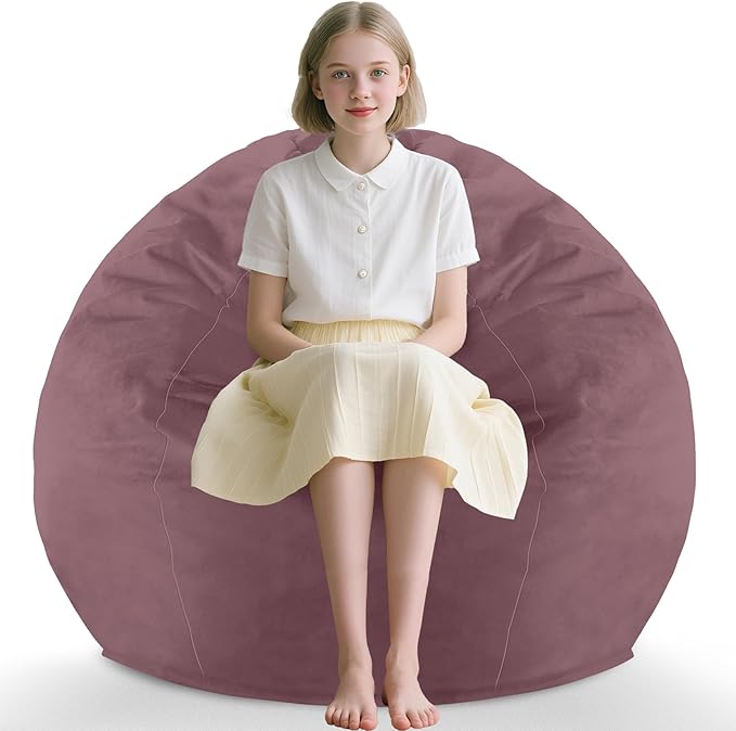 2FT Bean Bag Chair, Comfy Bean Bag Chairs with Memory Foam Filled, Fluffy Beanbag Sofa with Dutch Velvet Cover,Teardrop BeanBag Chairs for Living Room, Playroom - Dusty Pink-CubbioJoy