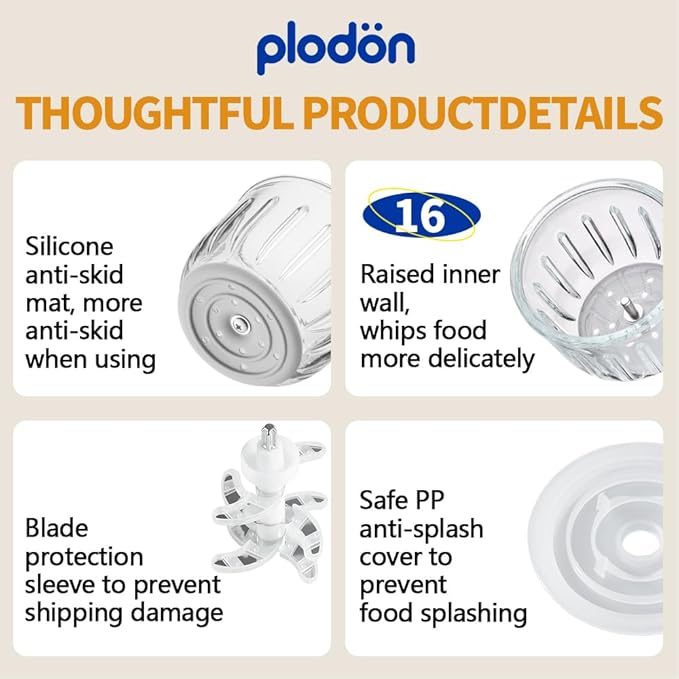 Baby Food Maker Mini Cute and Small Food Processor Puree Blender Grinder Chopper 1.2 Cup Glass Bowl with 6 Blade Electric (Spaceman-White(One Bowl))-CubbioJoy