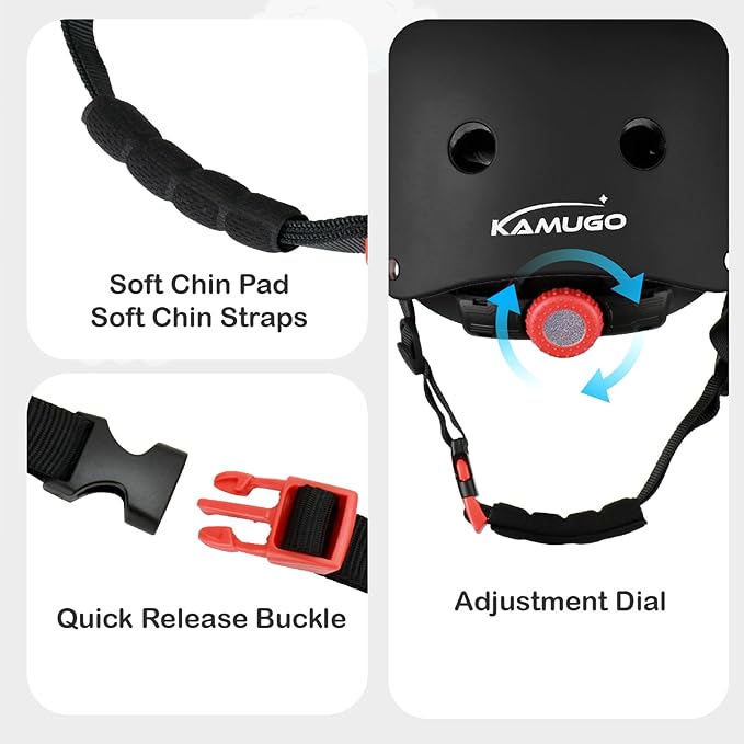 KAMUGO Kids Bike Helmet, Toddler Helmet for Ages 2-8 Boys Girls with Sports Protective Gear Set Knee Elbow Wrist Pads for Skateboard Cycling Scooter Rollerblading-CubbioJoy