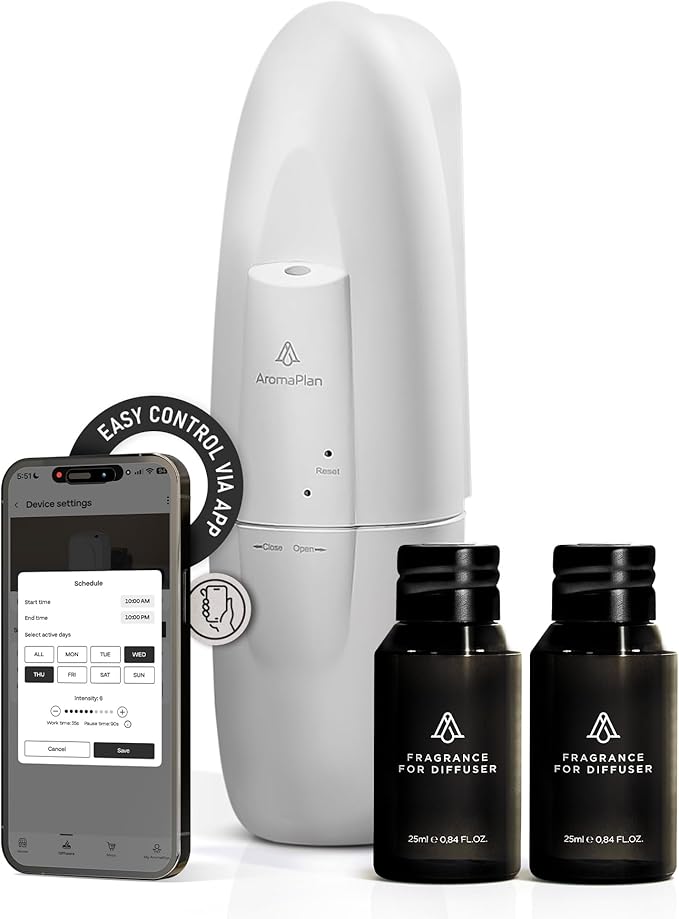 AromaPlan Authentic 2025 Upgraded Plug in Waterless Diffuser (2 Fragrances Included) -Cold Air & Nanotechnology Diffusers for Home & Office- Silent Wall Diffuser Plug in (1 Device +2 Scents)-CubbioJoy